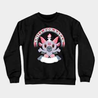 Smile for Satan Creepy Kawaii Goat Cartoon Baphomet Crewneck Sweatshirt